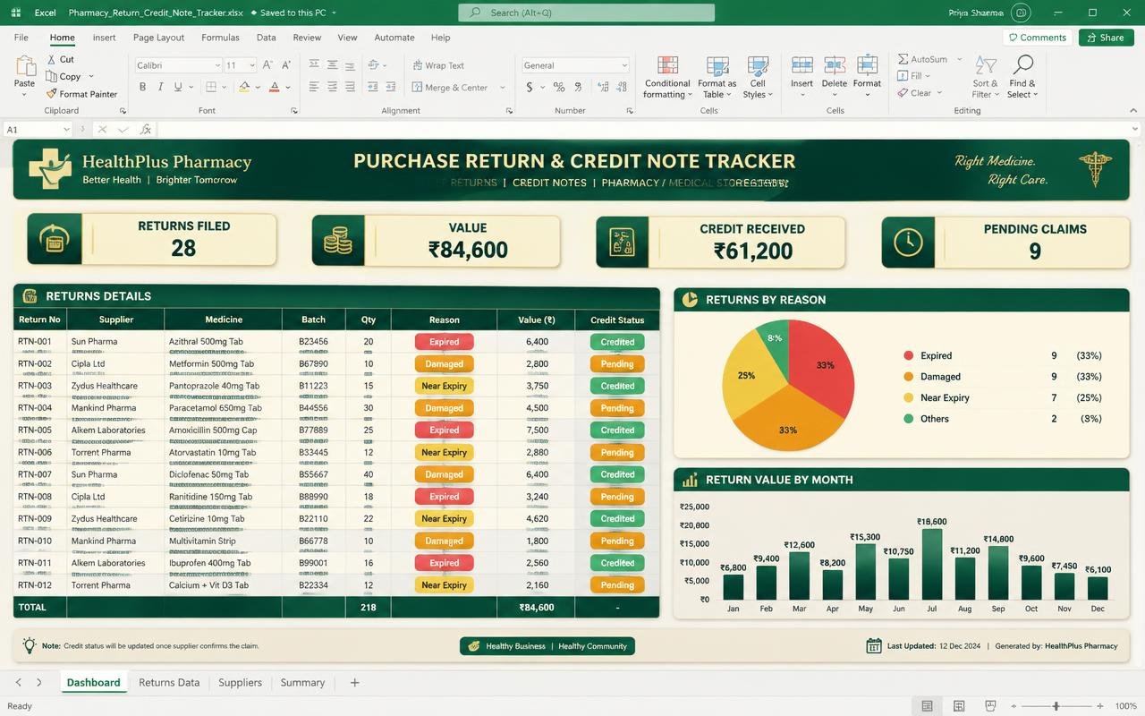 Purchase Return & Credit Note Tracker